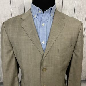 Ermenegildo Zegna 44R Tan Glen Check Wool 3-Button Dual-Vent Sports Coat